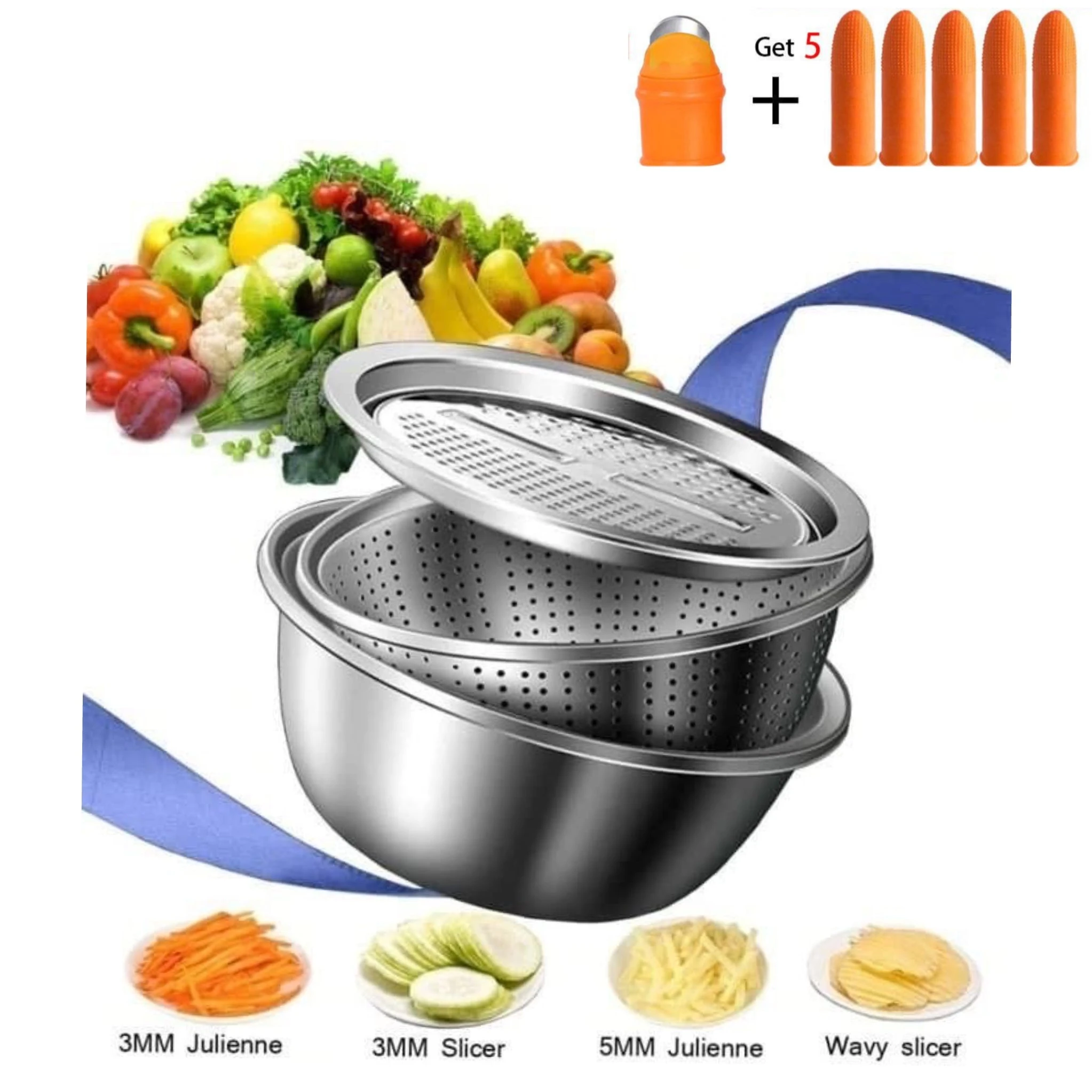 3 In 1 Vegetable Cutter With Drain Basket