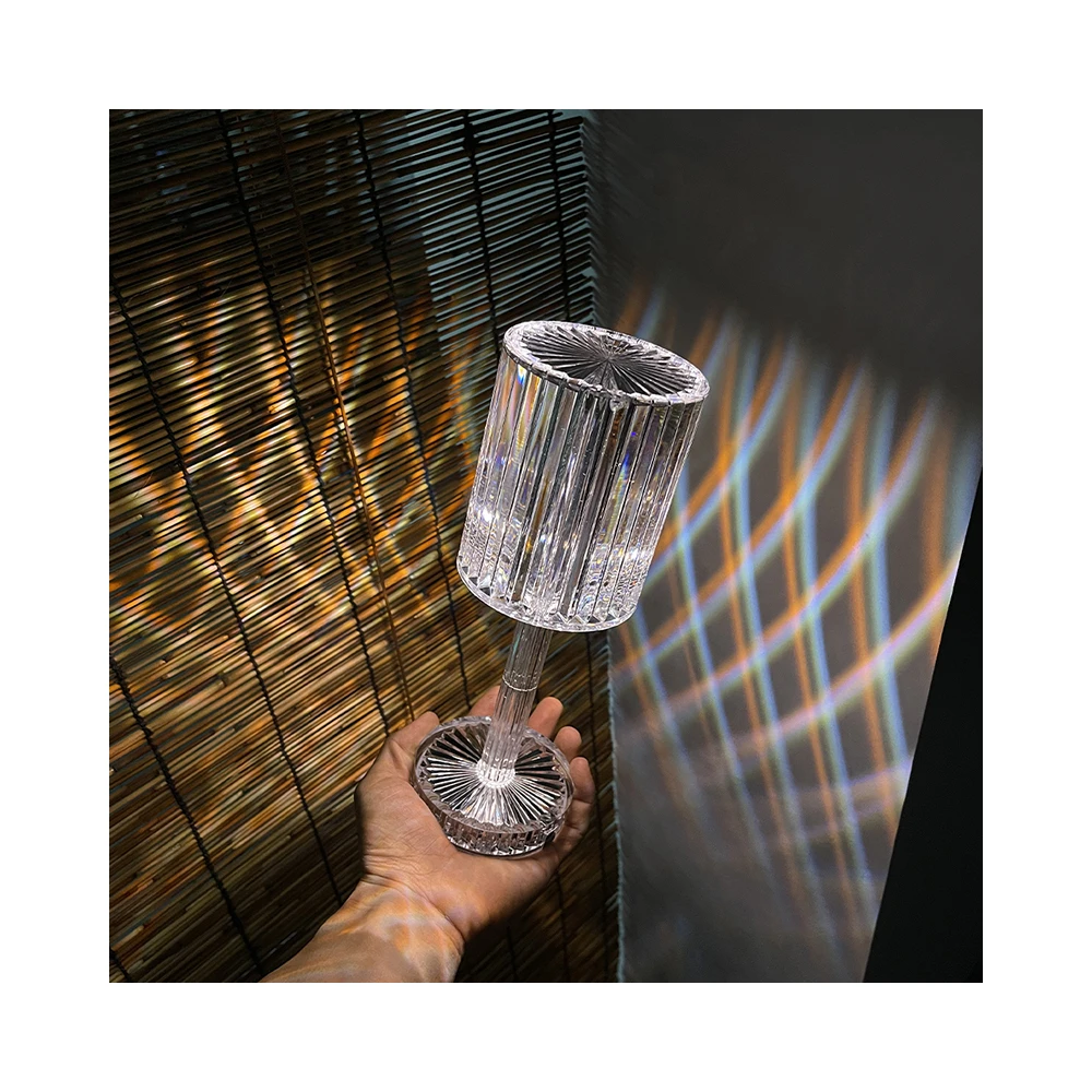 Rgb led রিচার্জেবল এক্রাইলিক ক্রিস্টাল ডায়মন্ড টেবিল ল্যাম্প 16 রঙের রিমোট এবং টাচস সহ - charger light