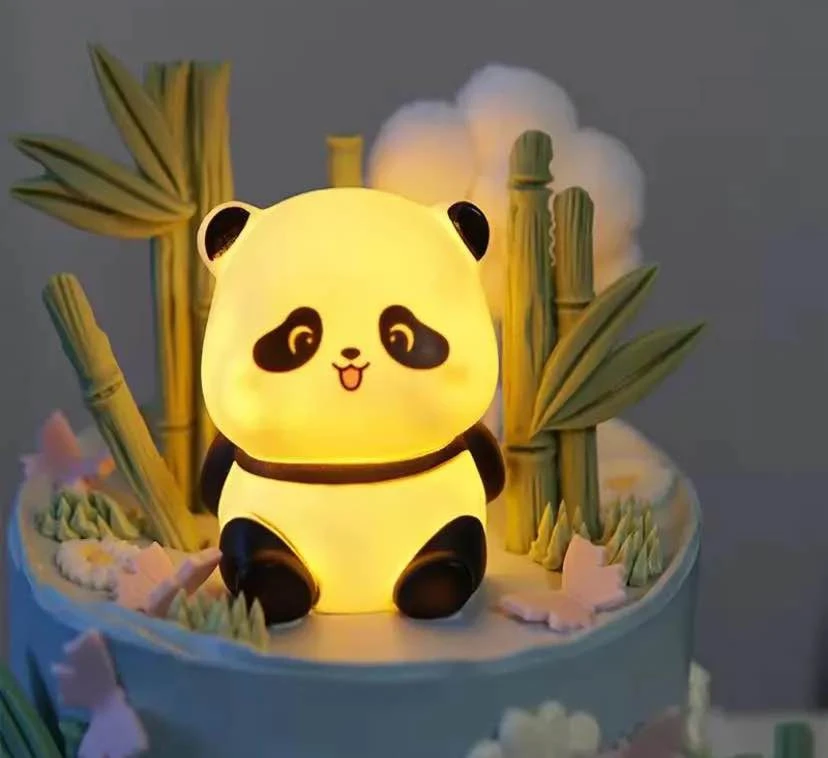 Panda LED Night Light Living Room Cute Panda Plastic Lamp Bedside Decor Creative Kids Night Light Birthday Gift Cake Decor