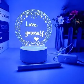 (BC)Creative Note Board Led Night Light Rewritable Message Board with Pen,USB Night Lamp Decoration (Transverse)