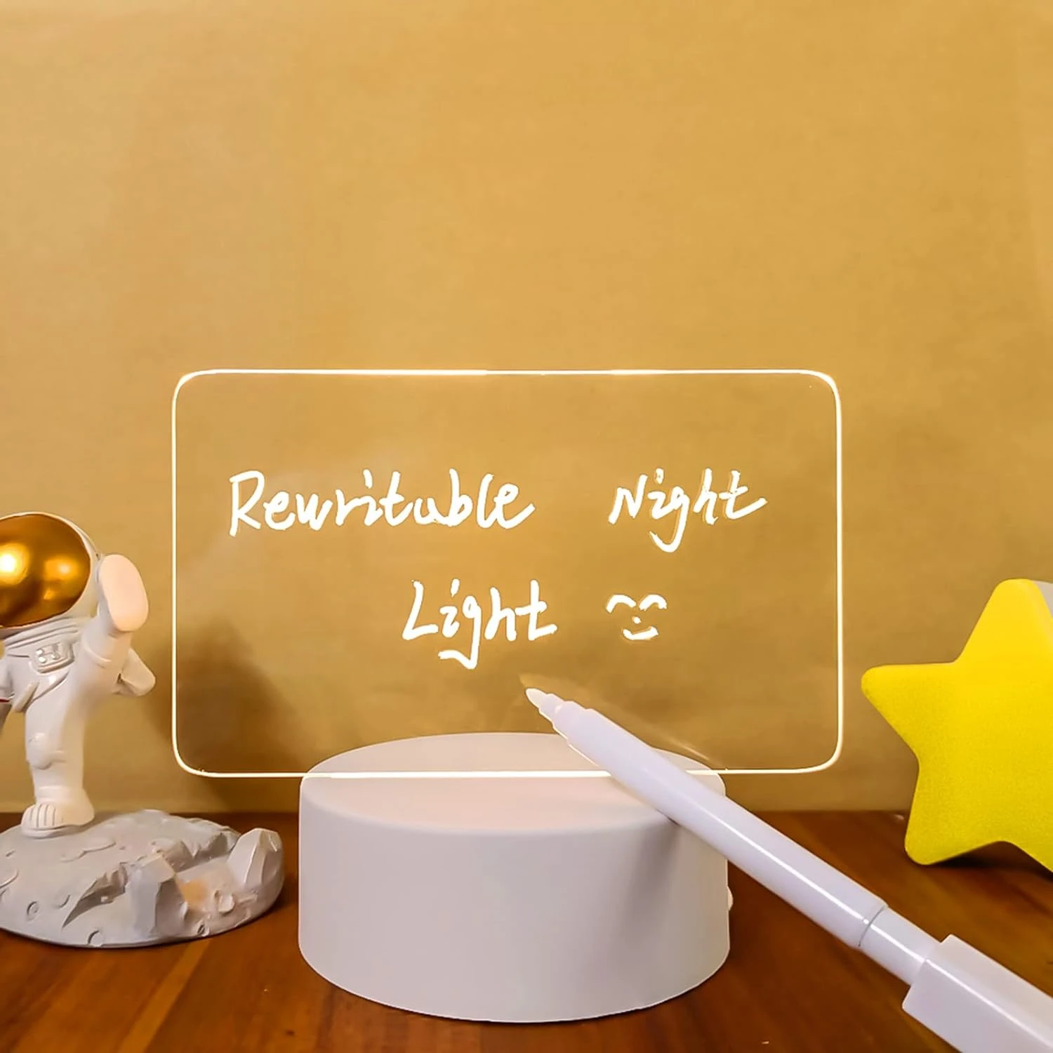 (BC)Creative Note Board Led Night Light Rewritable Message Board with Pen,USB Night Lamp Decoration (Transverse)