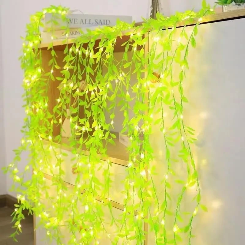 Battery Operated Vine Leaf Fairy String Light, Artificial Mehidi Pata Light for Flower Garland Hanging Plants for Indoor Use Wedding Party Decoration