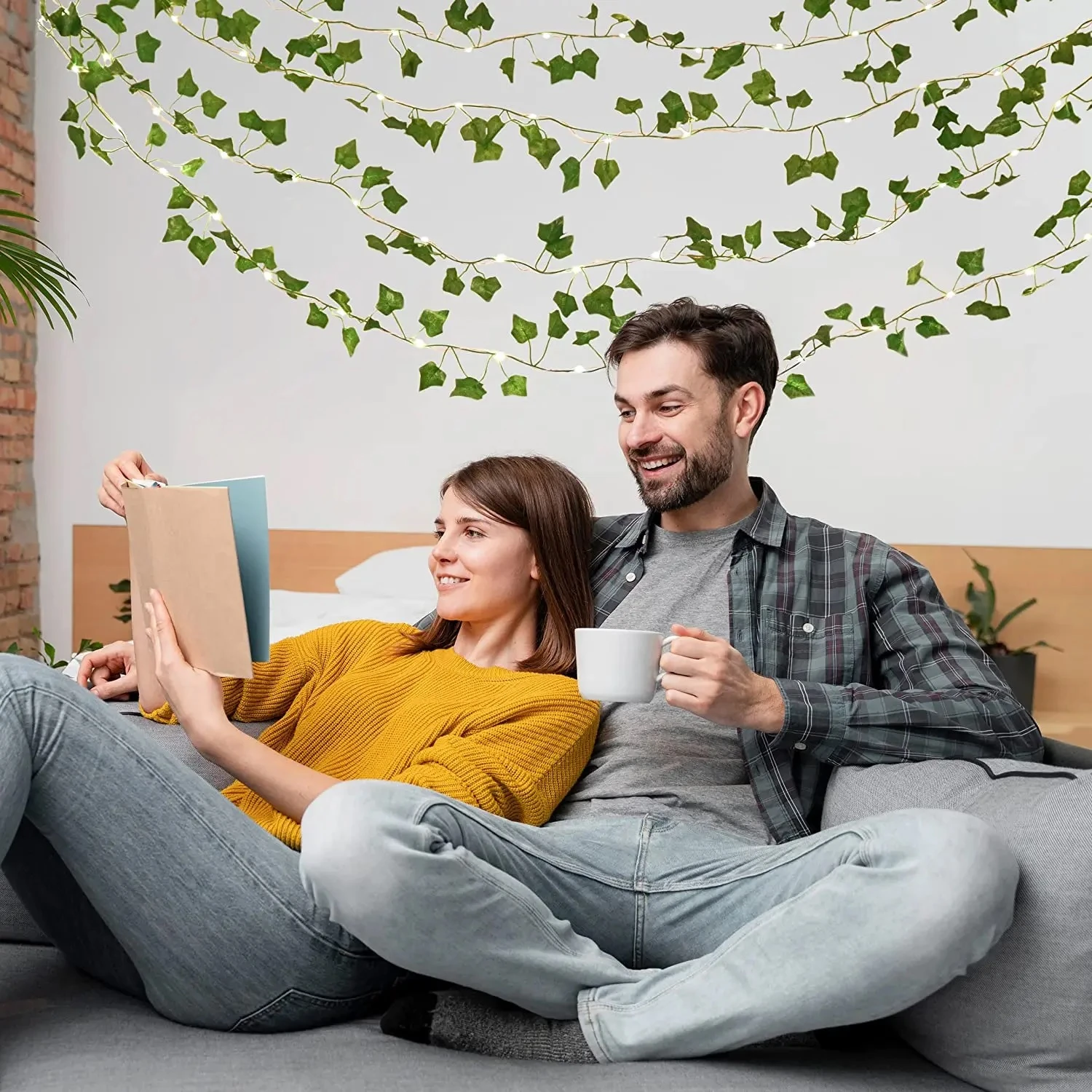 Create a Magical Ambiance with 15 Feet of Artificial Vine Fairy Lights: Flower Green Leaf Design