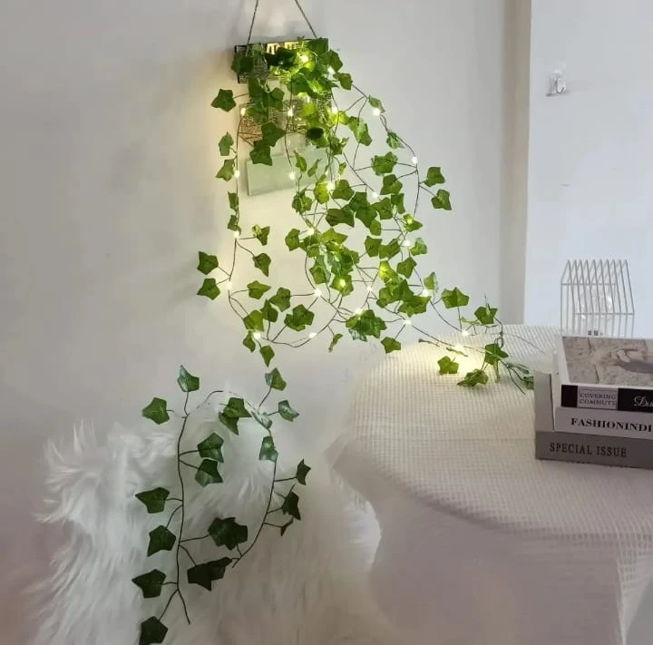 Create a Magical Ambiance with 15 Feet of Artificial Vine Fairy Lights: Flower Green Leaf Design