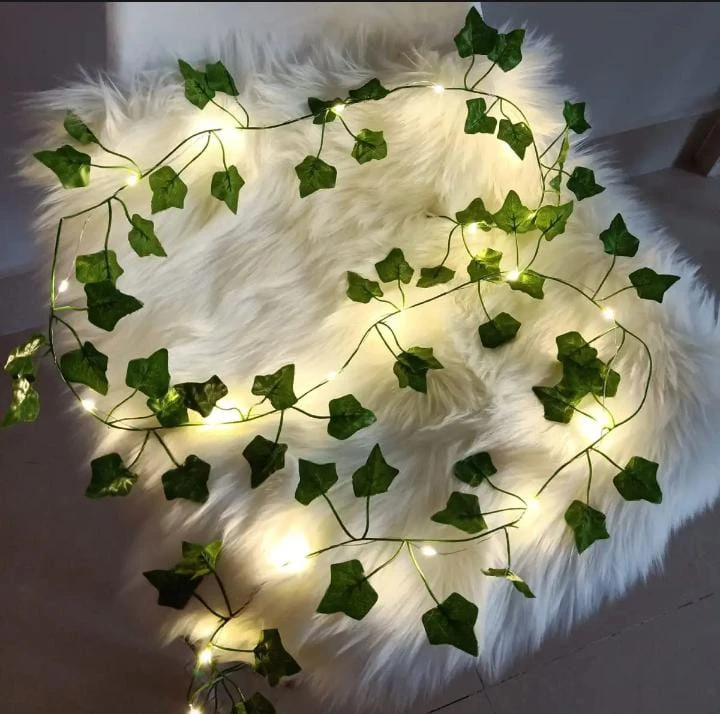 Create a Magical Ambiance with 15 Feet of Artificial Vine Fairy Lights: Flower Green Leaf Design