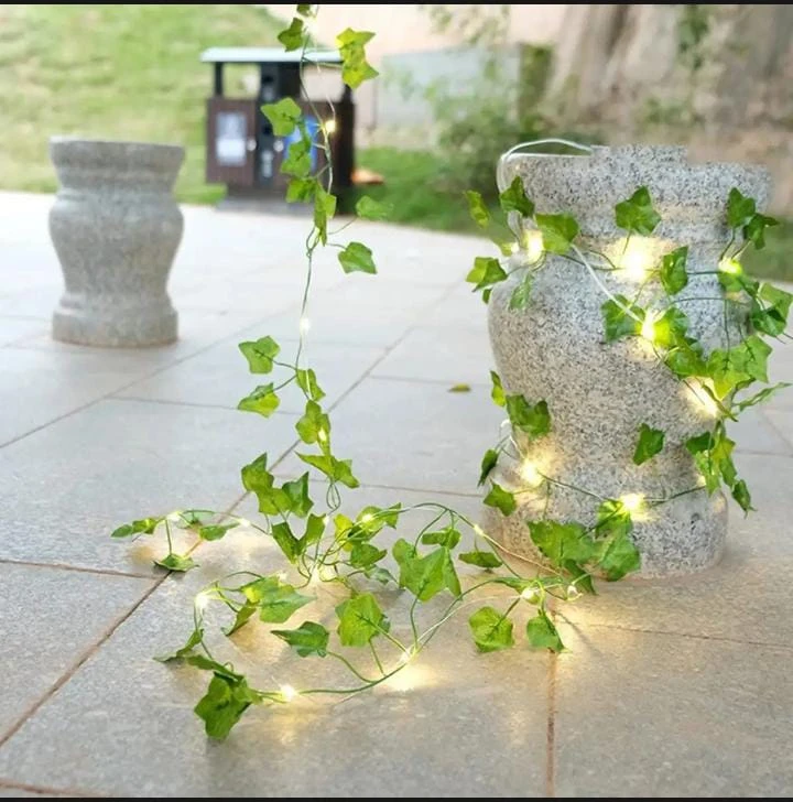 Create a Magical Ambiance with 15 Feet of Artificial Vine Fairy Lights: Flower Green Leaf Design