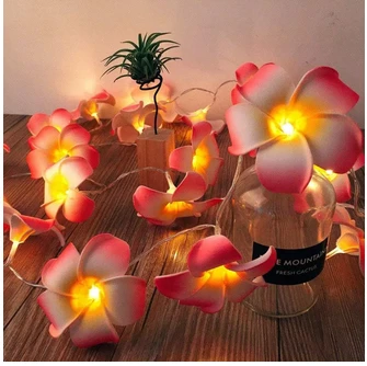 Foam artificial pink plumeria flower led string light bedroom,resturant etc decorative party fairy light 20pcs set